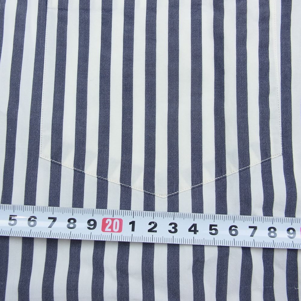 COMOLI コモリ 15AW 15F-02001 ロンドンストライプ 長袖 コモリシャツ レギュラーカラー シャツ ホワイト系 ネイビー系 3【中古】