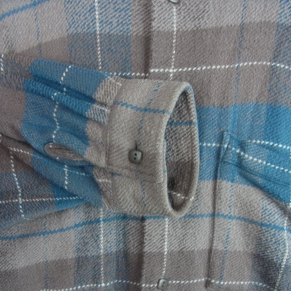 TENDERLOIN テンダーロイン STAND FLANNEL CHECK SHT スタンド フランネル チェック 長袖 シャツ ブルー系 グレイッシュブラウン系 S【中古】