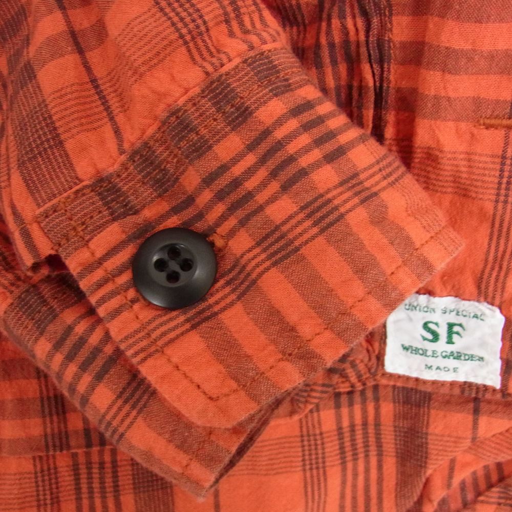 SASAFRAS ササフラス チェック リネンシャツ 長袖 シャツ レッド系 XS【中古】