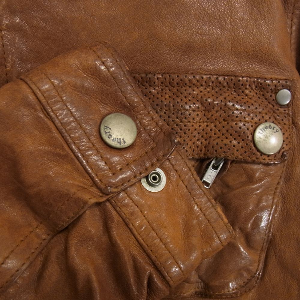 theory セオリー 02-7405005 シープレザー ライダース ジャケット ブラウン系 38【中古】