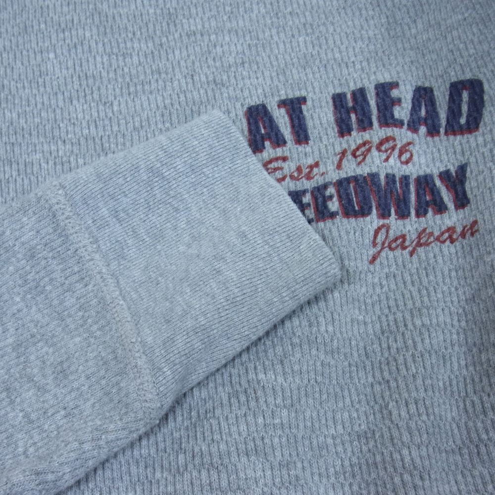 THE FLAT HEAD ザフラットヘッド プリント サーマル 長袖 Tシャツ グレー系 38【中古】