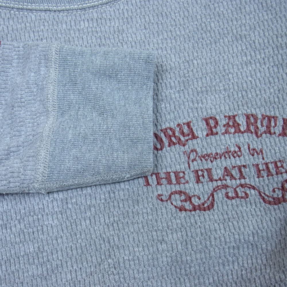 THE FLAT HEAD ザフラットヘッド プリント サーマル 長袖 Tシャツ グレー系 38【中古】