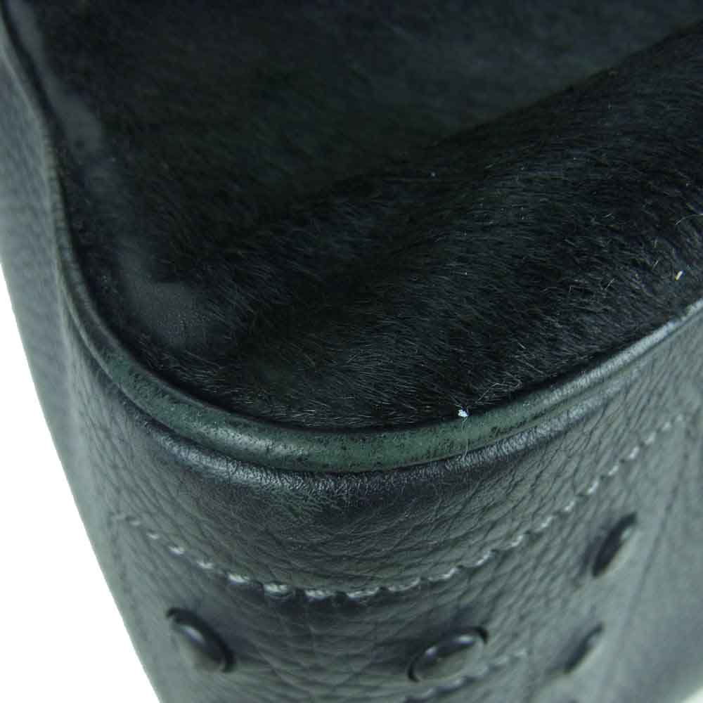 TOD’S トッズ ハラコ スエード 切替 ハンド バッグ ブラック系【中古】