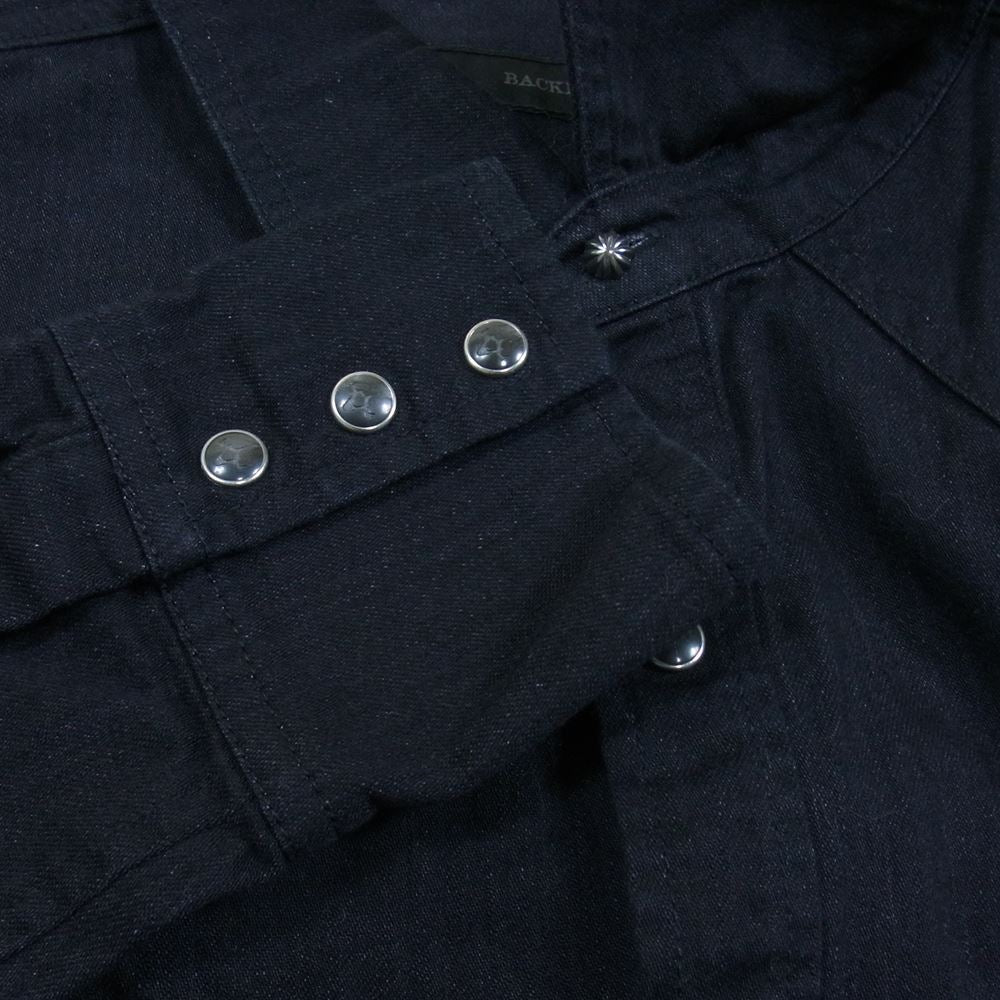 BACKBONE バックボーン BB15FW-S13 9oz DENIM WESTERN SHIRT バックプリント デニム ウエスタンシャツ ブラック系 L【美品】【中古】