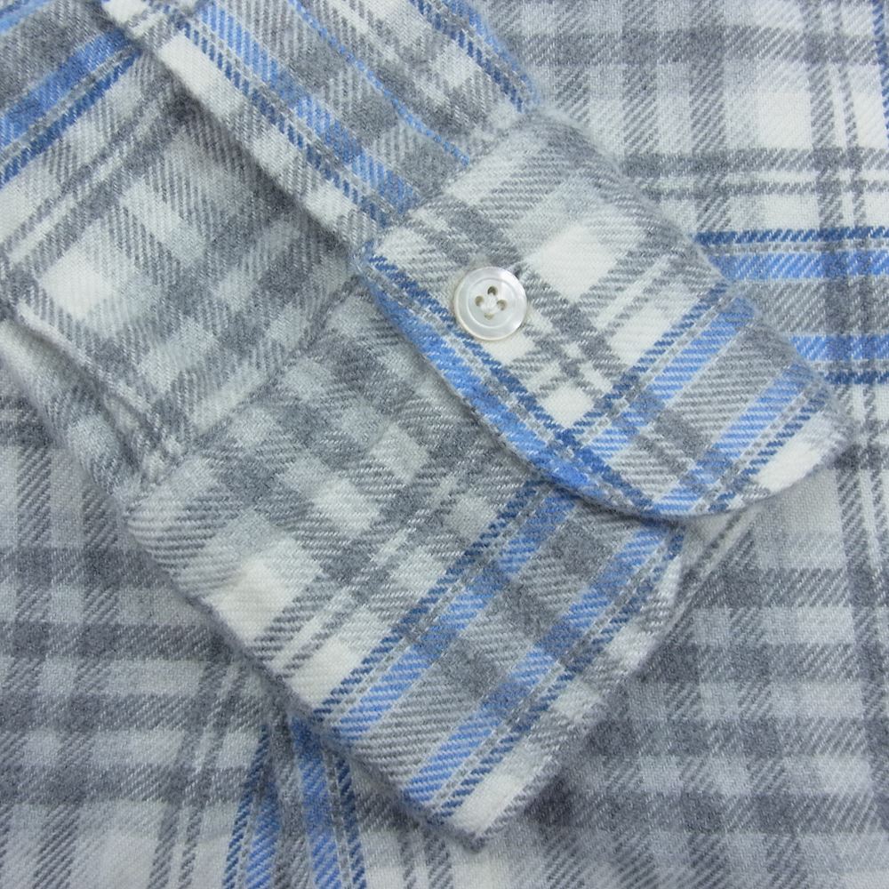 フィナモレ イタリア製 タルカラー チェック 長袖 ネル シャツ グレー系 S【中古】