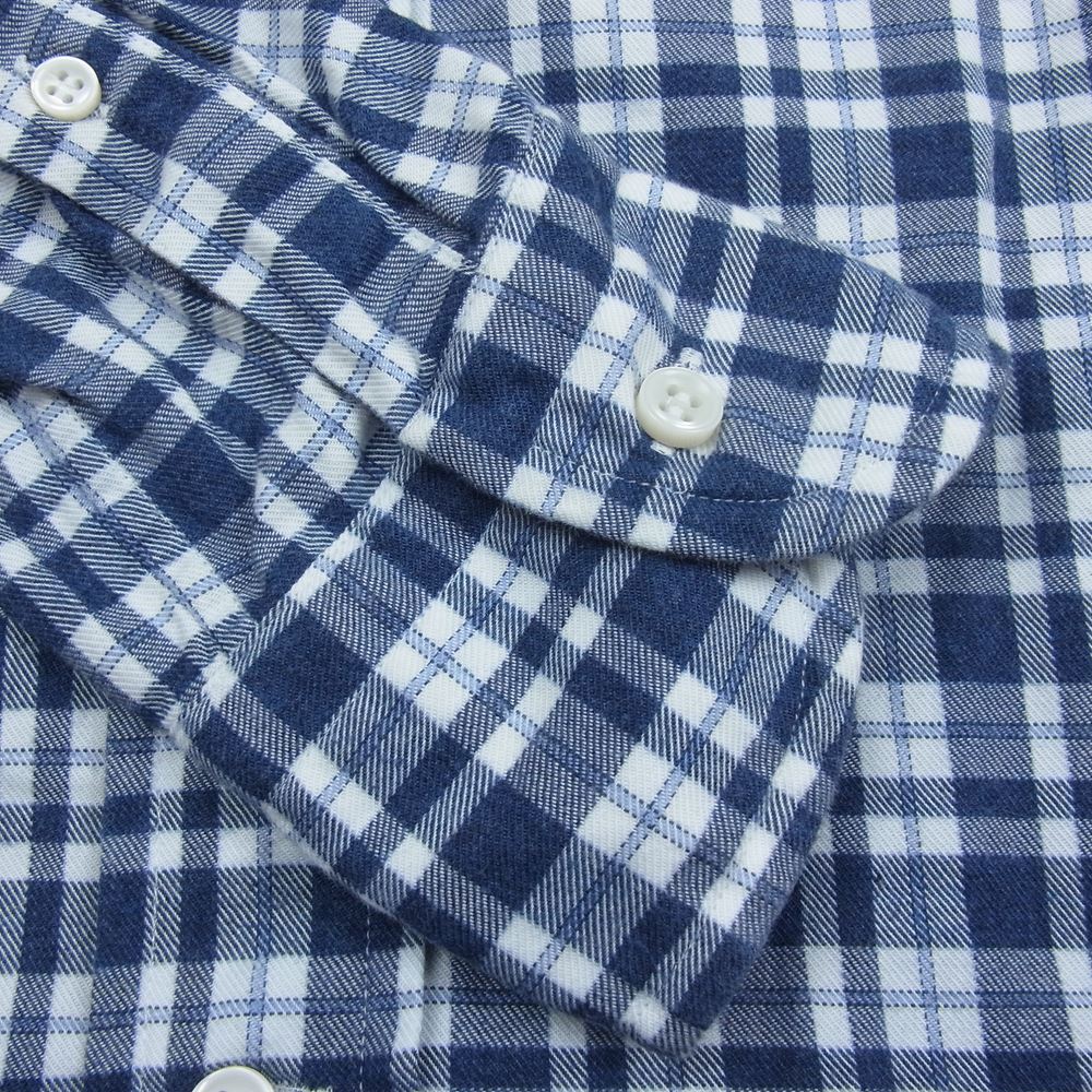 ORIAN オリアン タルカラー チェック 長袖 シャツ ネイビー系 XS【中古】