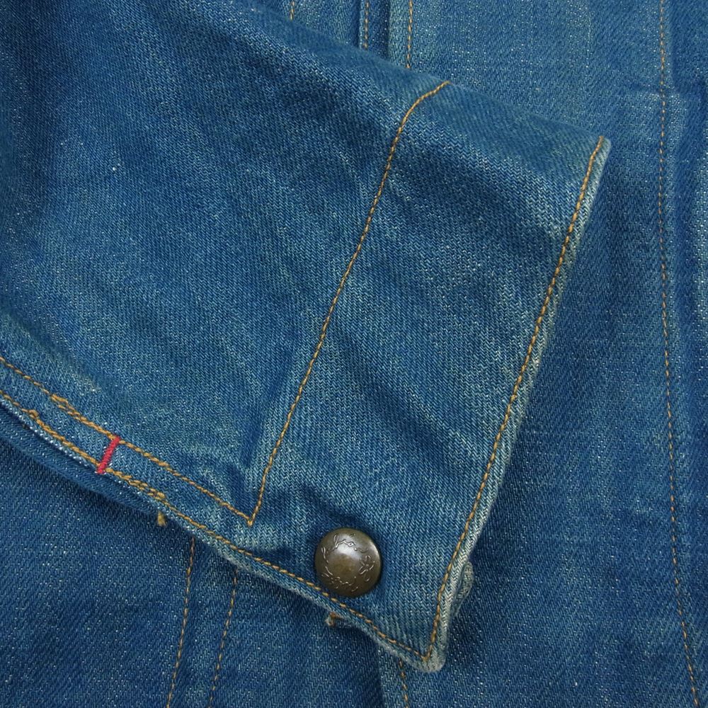 エターナル 64580 ヒッコリー ストライプ パッチワーク デニム カバーオール ワークジャケット インディゴブルー系 40【中古】