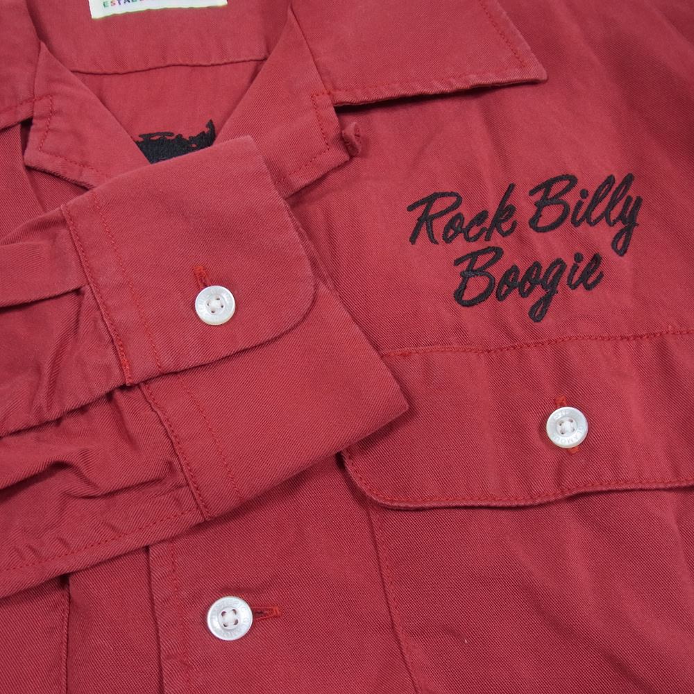 HYSTERIC GLAMOUR ヒステリックグラマー 0263AH13 ガール刺繍 レーヨン オープンカラー シャツ レッド系 M【中古】