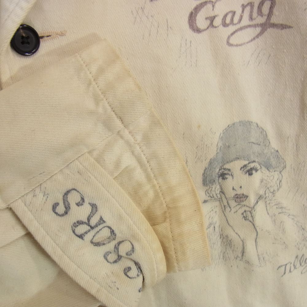 GANGSTERVILLE ギャングスタービル GSV-14-AW-19 Olde JKT HAND PAINT ハンドペイント 加工 キャンバス ジャケット オフホワイト系 XL【中古】