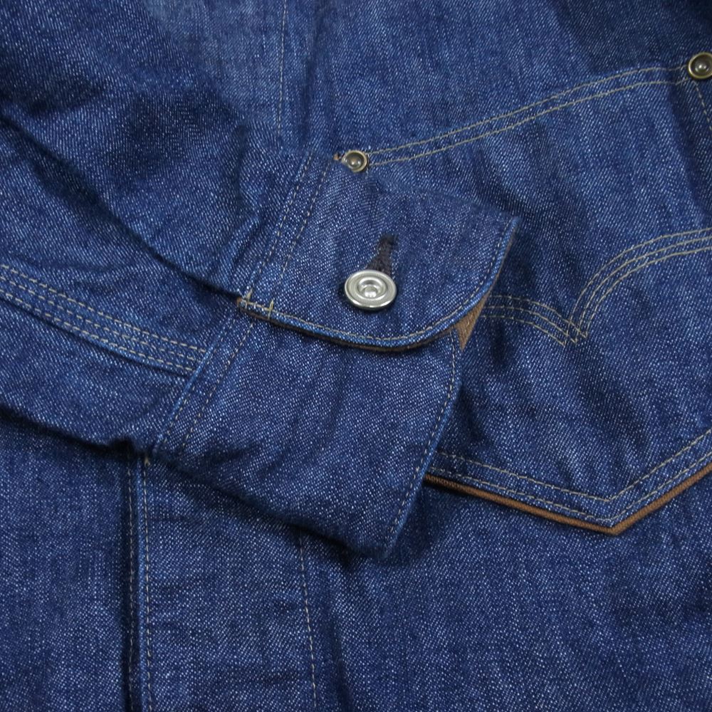 DELUXE デラックス WARE チンストラップ 長袖 デニム ワークシャツ インディゴブルー系 M【中古】