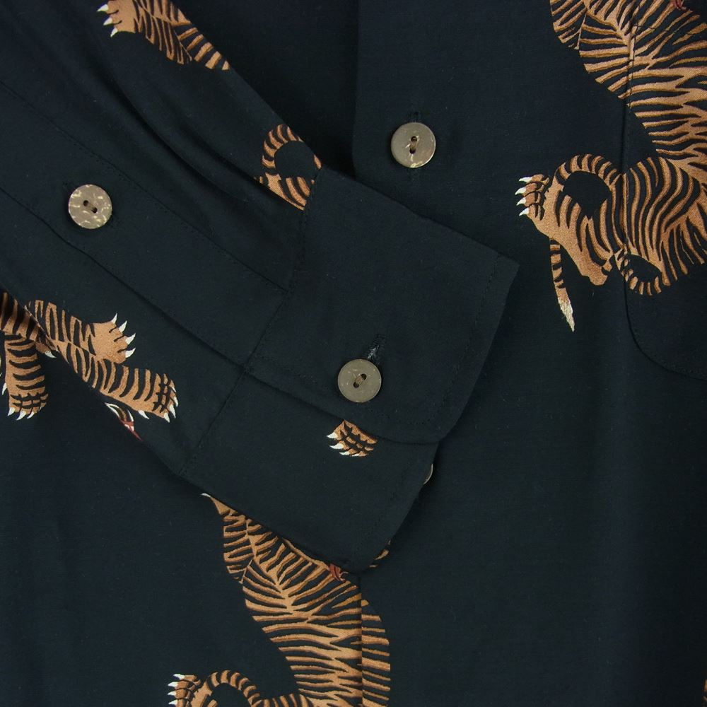 WACKO MARIA ワコマリア 20SS HAWAIIAN SHIRT L/S ハワイアン 長袖 シャツ レーヨン 日本製 ブラック系 M【中古】