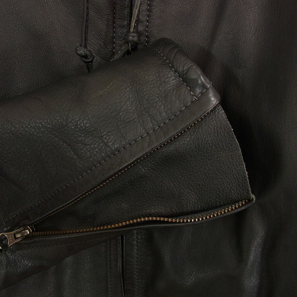 KADOYA カドヤ K'S LEATHER レザー フード ジャケット ブラック系 L【中古】