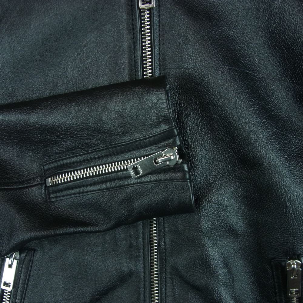 DIESEL ディーゼル Rushis Jacket シングル ライダース ジャケット ラム レザー ブラック系 M【美品】【中古】