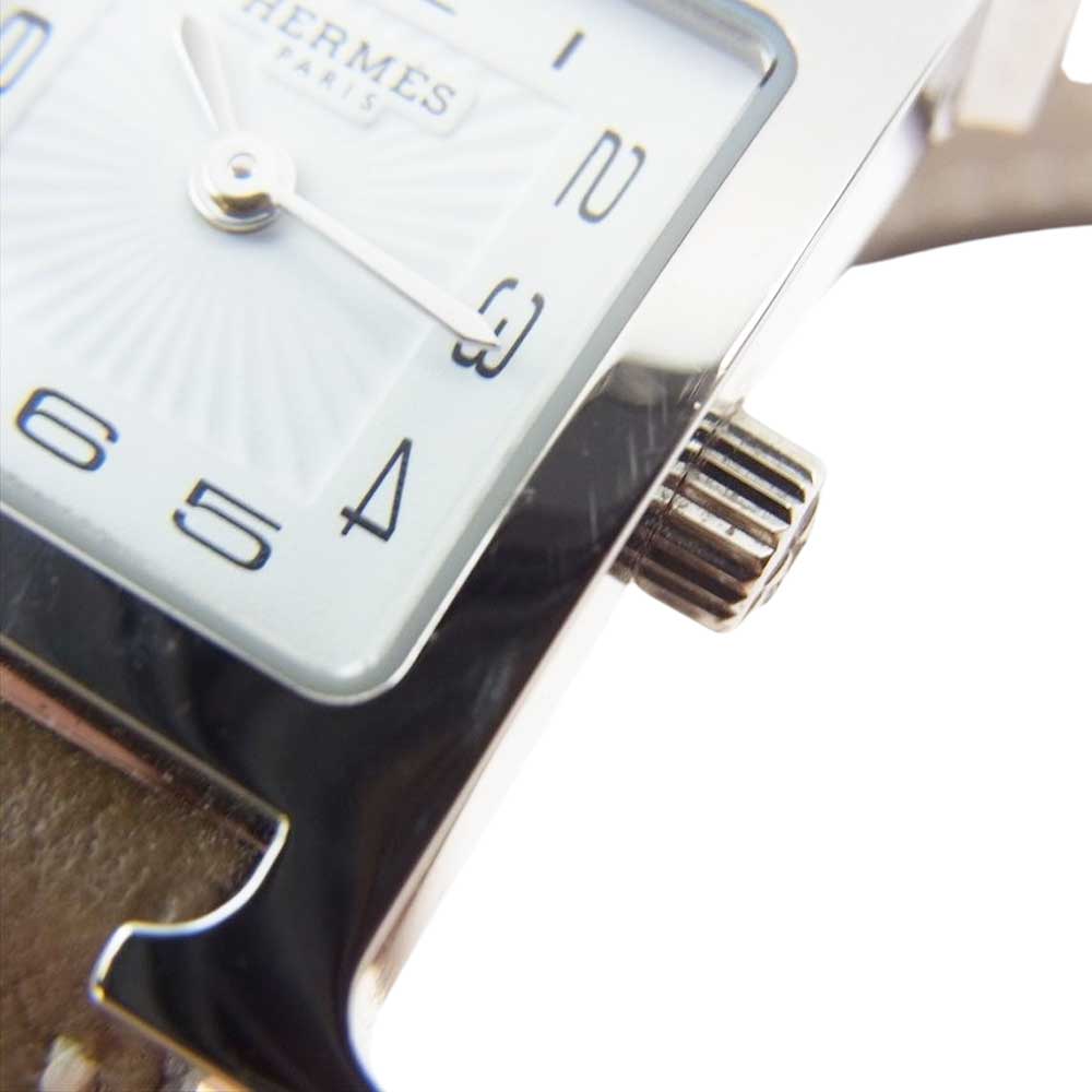 HERMES エルメス HH1.110 正規店購入証明書付 Hウォッチ ミニ ドゥブルトゥール クォーツ ブラウン系 シルバー系【中古】