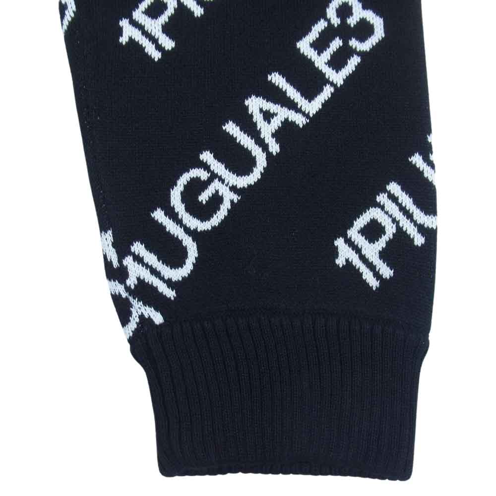 1piu1uguale3 ウノピュウノウグァーレトレ 22SS MRK231 CTT010 113 RIB PT バイアスロゴ総柄 リブ ニット パンツ ブラック系 V【美品】【中古】