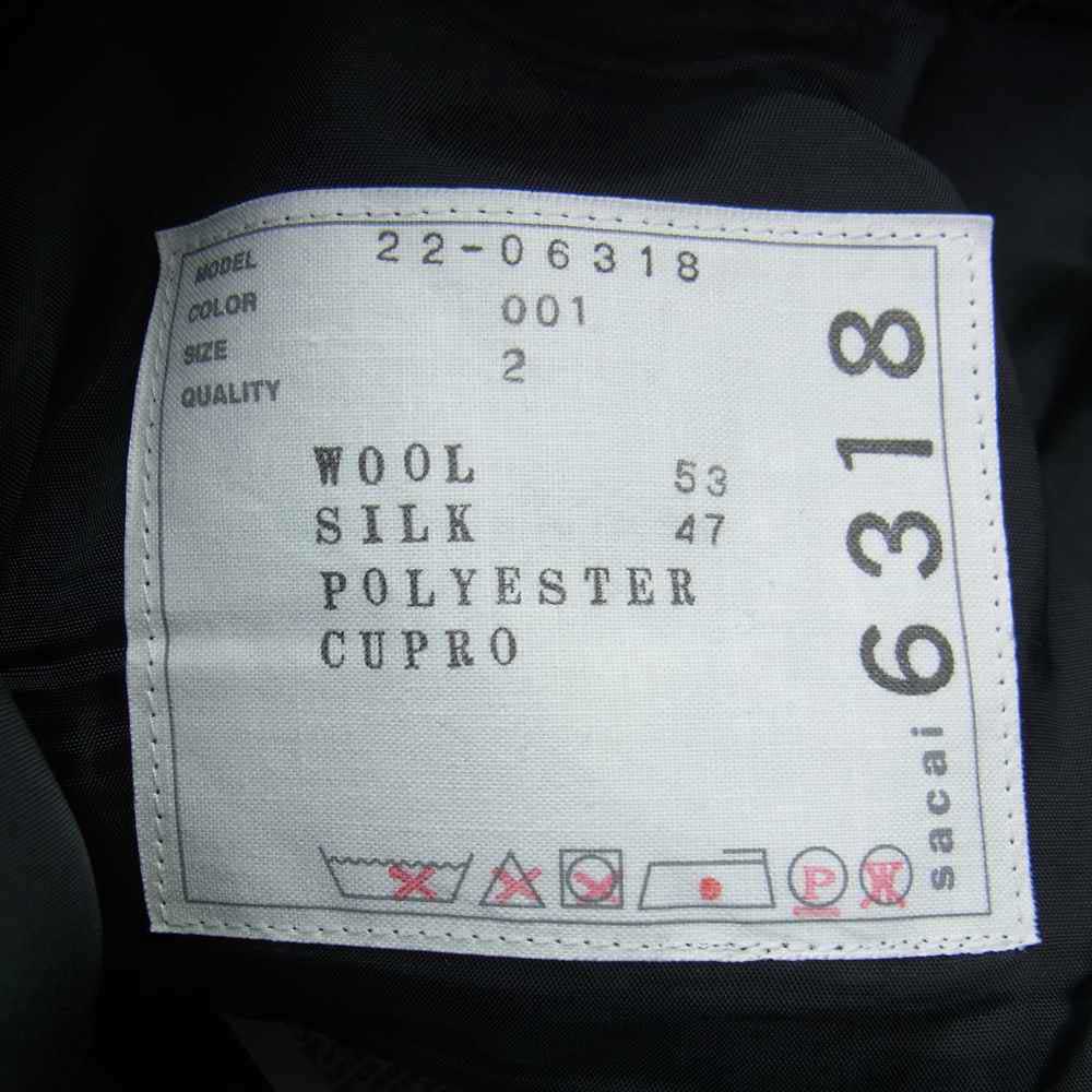 Sacai サカイ 22AW 22-06318 Suiting Mix Pants ドッキング レイヤード ウール ハーフパンツ ショーツ スカート ブラック系 2【極上美品】【中古】