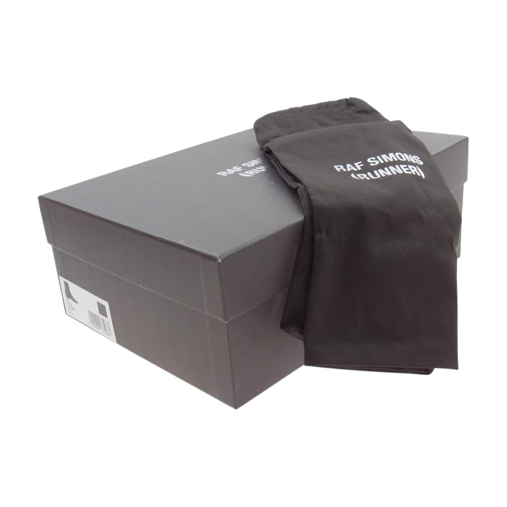 RAF SIMONS ラフシモンズ HR790006L RUNNER 2001 HIGH サイドゴア バックジップ ロゴ レザー アンクルブーツ ブラック系 EU43【新古品】【未使用】【中古】