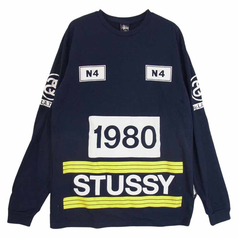 STUSSY ステューシー 1980 N゜4 L/S Tシャツ カットソー ネイビー系 L【中古】