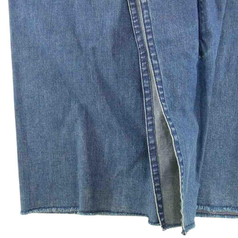 MAISON MARGIELA メゾンマルジェラ 19SS S52MA0054 MM6 エムエムシックス フロント フリルデザイン デニム ロングスカート インディゴブルー系 36【新古品】【未使用】【中古】