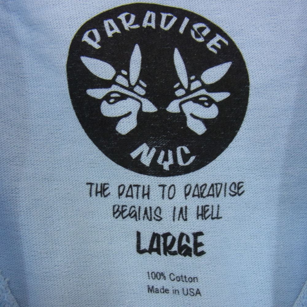 パラダイス PARADISE PUP プリント Tシャツ ライトブルー系 L【新古品】【未使用】【中古】