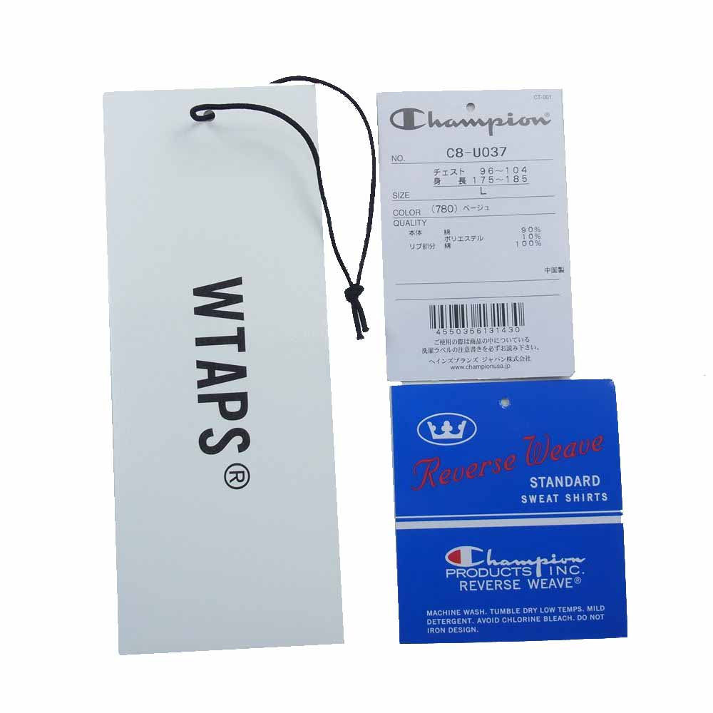 WTAPS ダブルタップス 21AW C8-U037 × Champion チャンピオン リバースウィーブ クルーネック スウェット ベージュ系 L【中古】