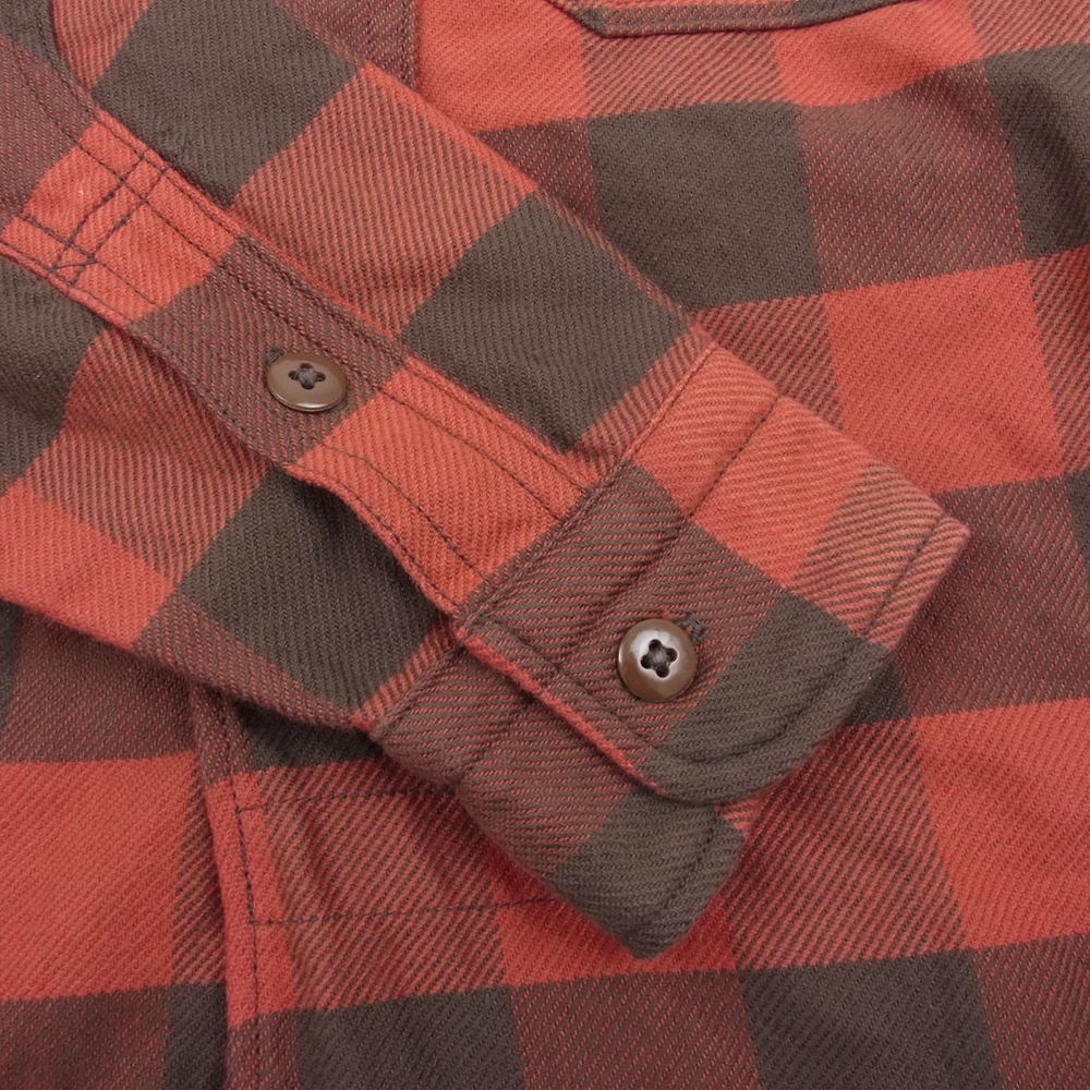 FREEWHEELERS フリーホイーラーズ union special ブロックチェック ヘビーネル ワークシャツ ブラウン系 オレンジ系 14【中古】