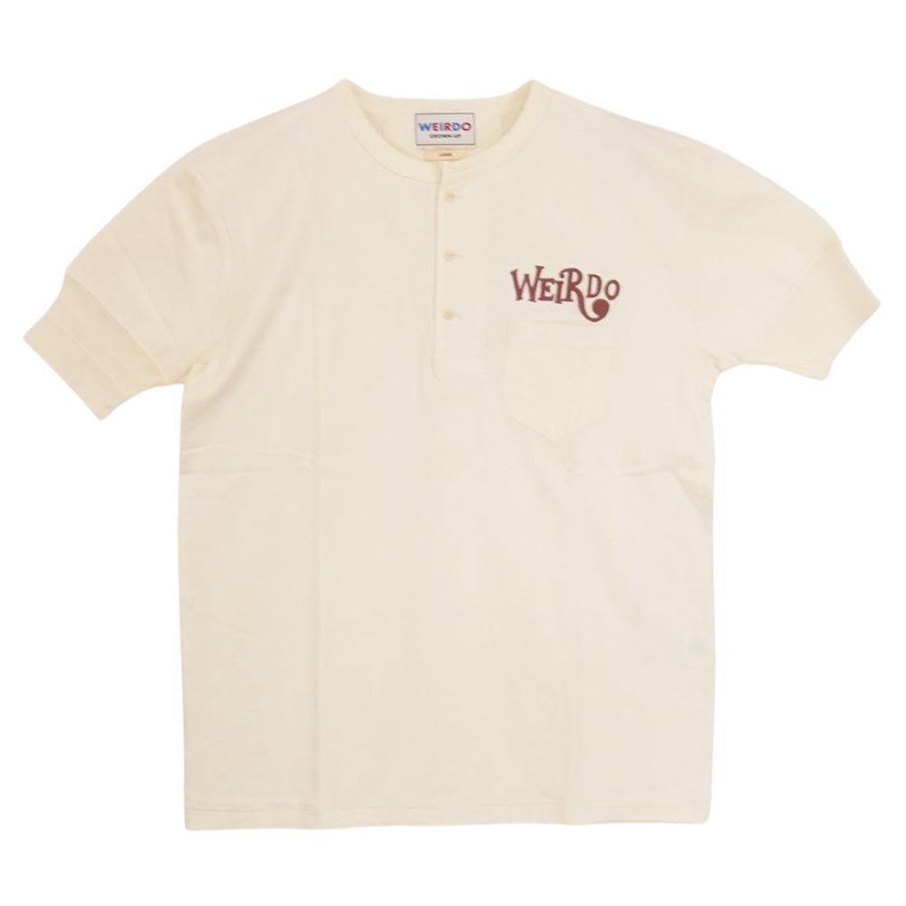 WEIRDO ウィアード ヘンリーネック コットン 刺繍 ロゴ Tシャツ オフ 