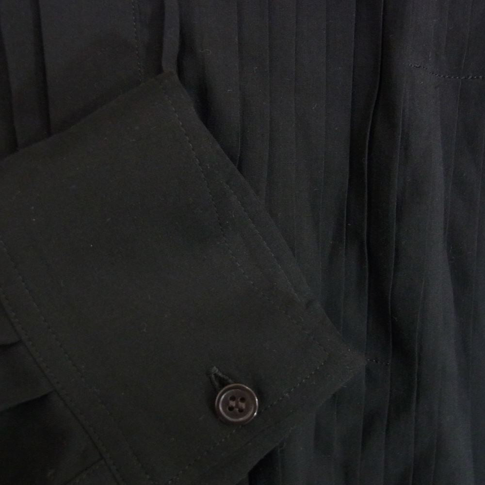 Yohji Yamamoto ヨウジヤマモト US-B07-200 S'YTE サイト テンセル レーヨン フリル スタンドカラー ロング 長袖 シャツ ブラック系 3【中古】