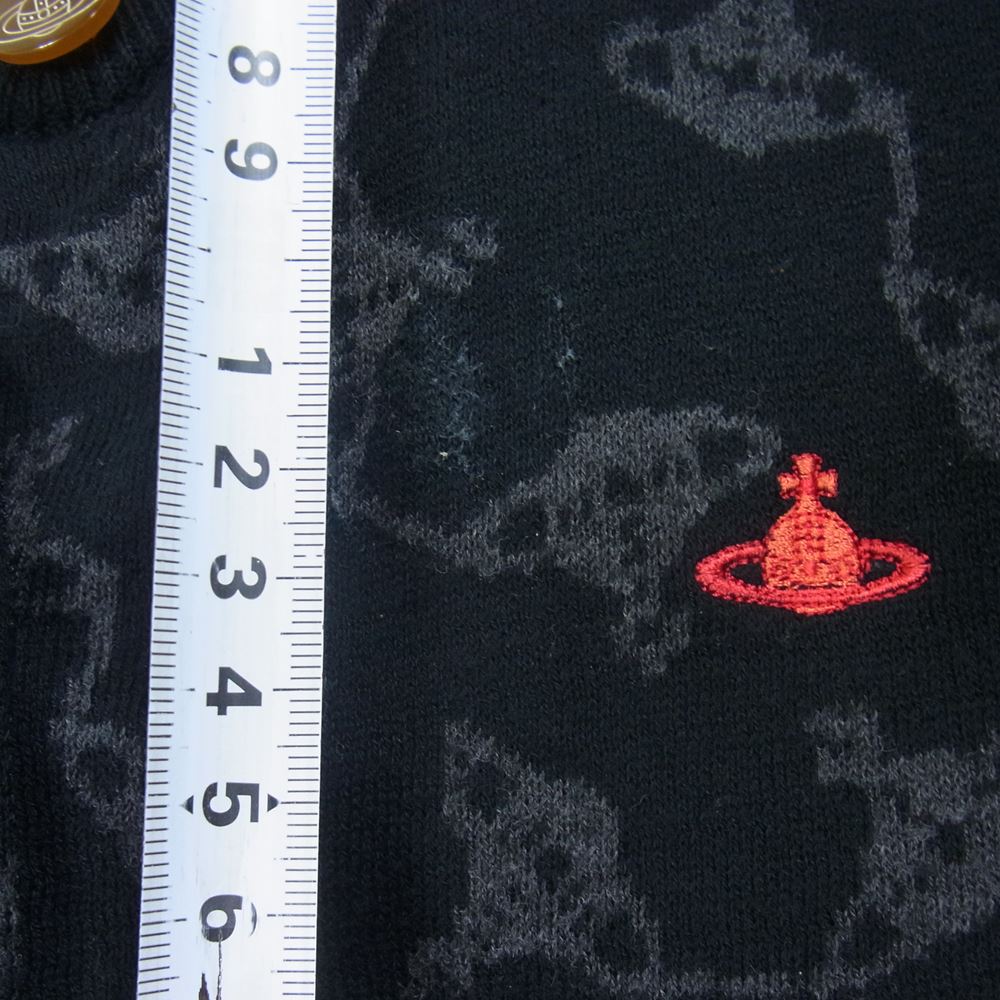 Vivienne Westwood ヴィヴィアンウエストウッド RED LABEL レッドレーベル CHOICE オーブ ORB 刺繍 ボタン カーディガン ブラック系 2【中古】
