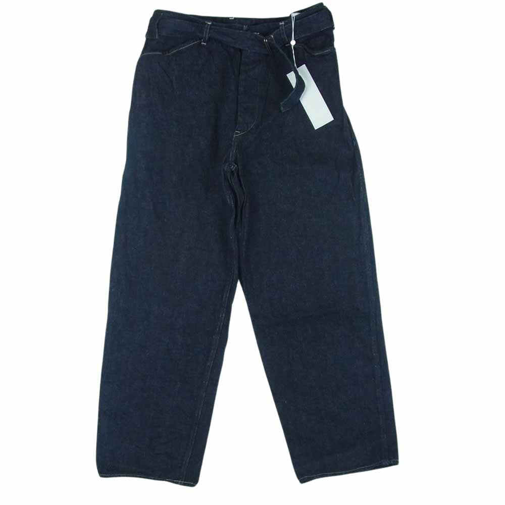 COMOLI コモリ 23SS X01-03001 デニム ベルテッド パンツ ブラック系 3 