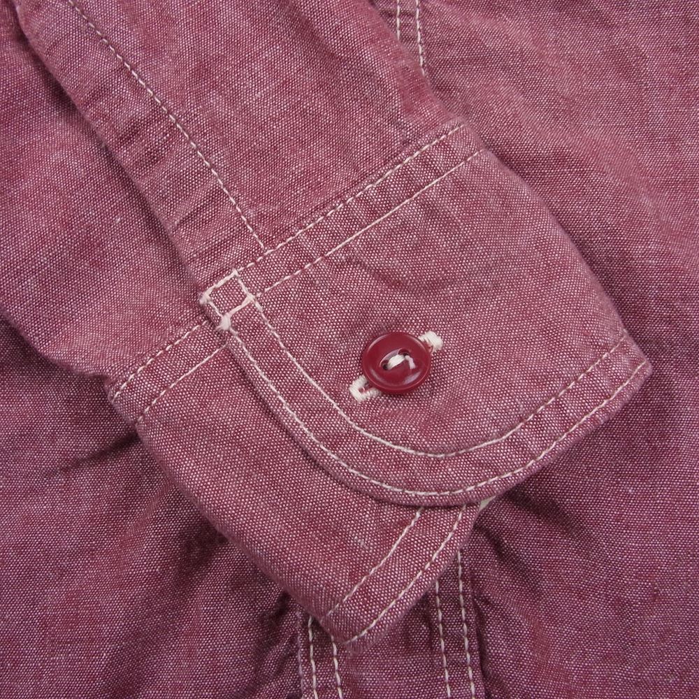 MOMOTARO JEANS 桃太郎ジーンズ シャンブレー ワーク シャツ エンジ系 36【中古】