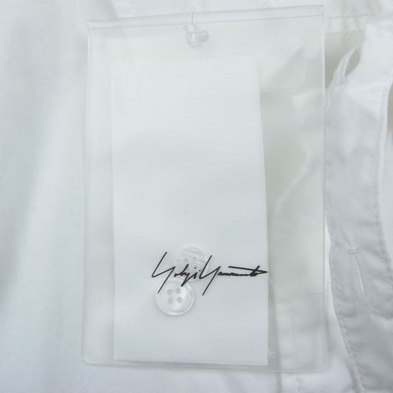 Yohji Yamamoto POUR HOMME ヨウジヤマモトプールオム 20AW HR-B05-001 台衿ロングカラー 環縫い コットンロングブラウス ホワイト系 2【中古】