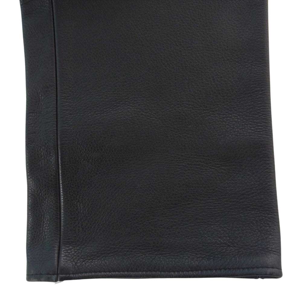 CHROME HEARTS クロムハーツ(原本無) フレアニー クロスボタン レザー パンツ ブラック系【中古】