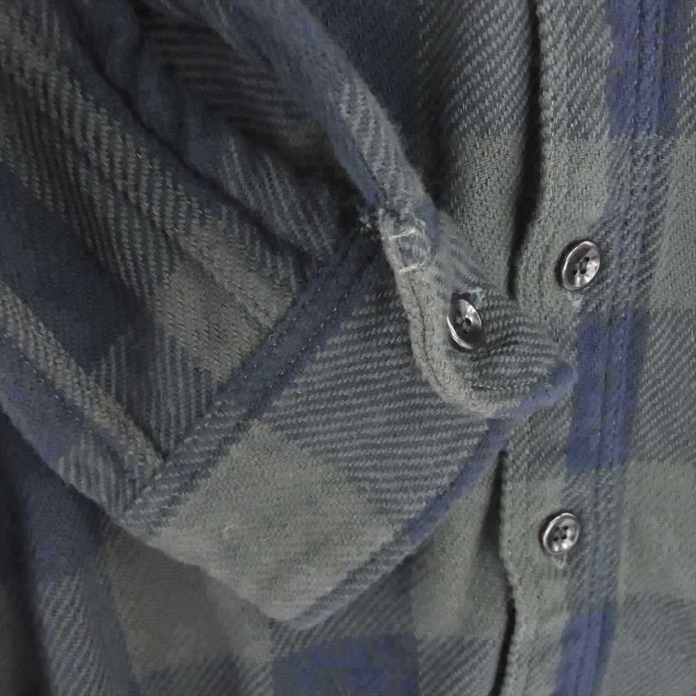 デラックスウエア バッファロー チェック ヘビー ネル 長袖シャツ モスグリーン系 XS【中古】