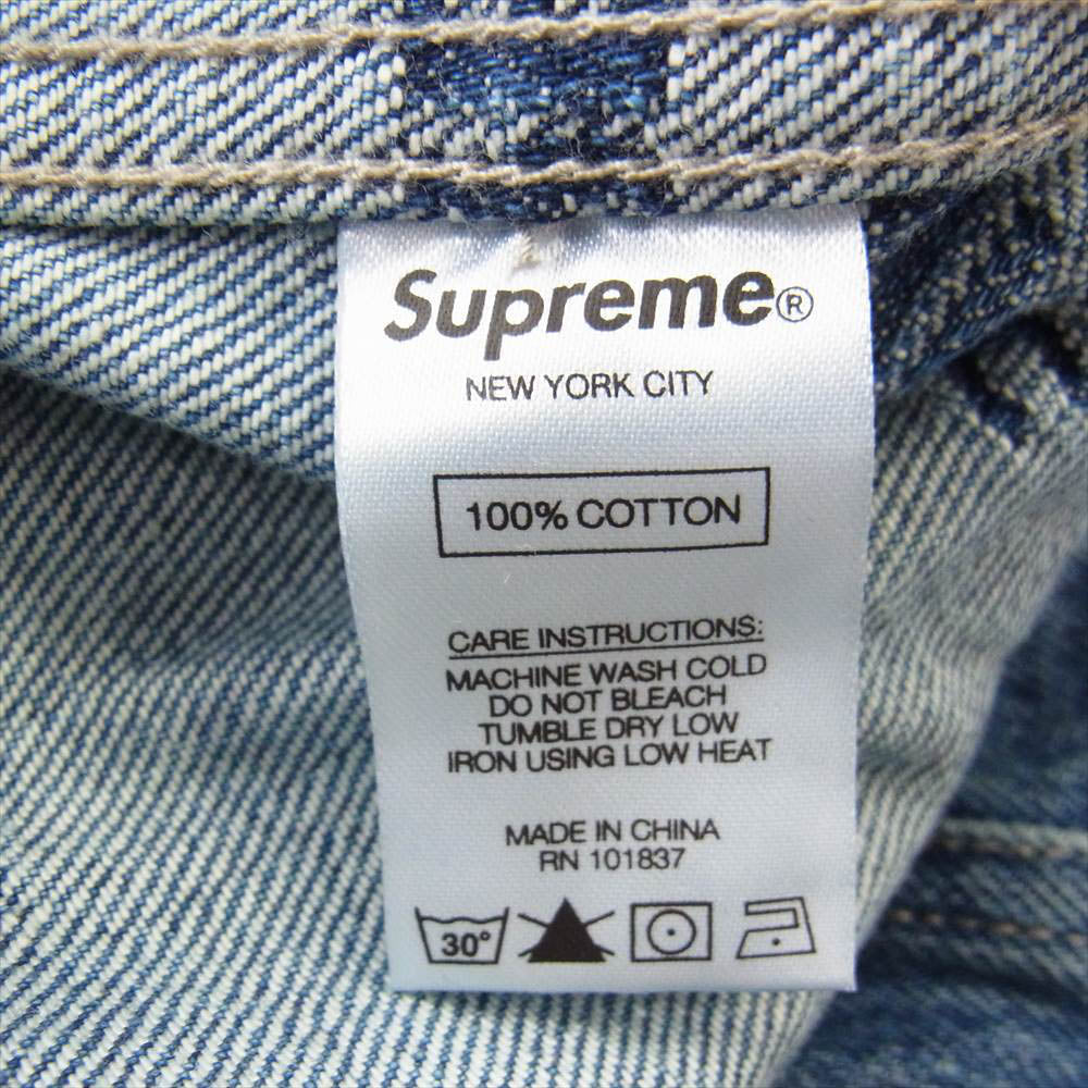 Supreme シュプリーム 19SS Logo Denim Turnout Jacket ロゴ デニム ジャケット インディゴブルー系 M【中古】