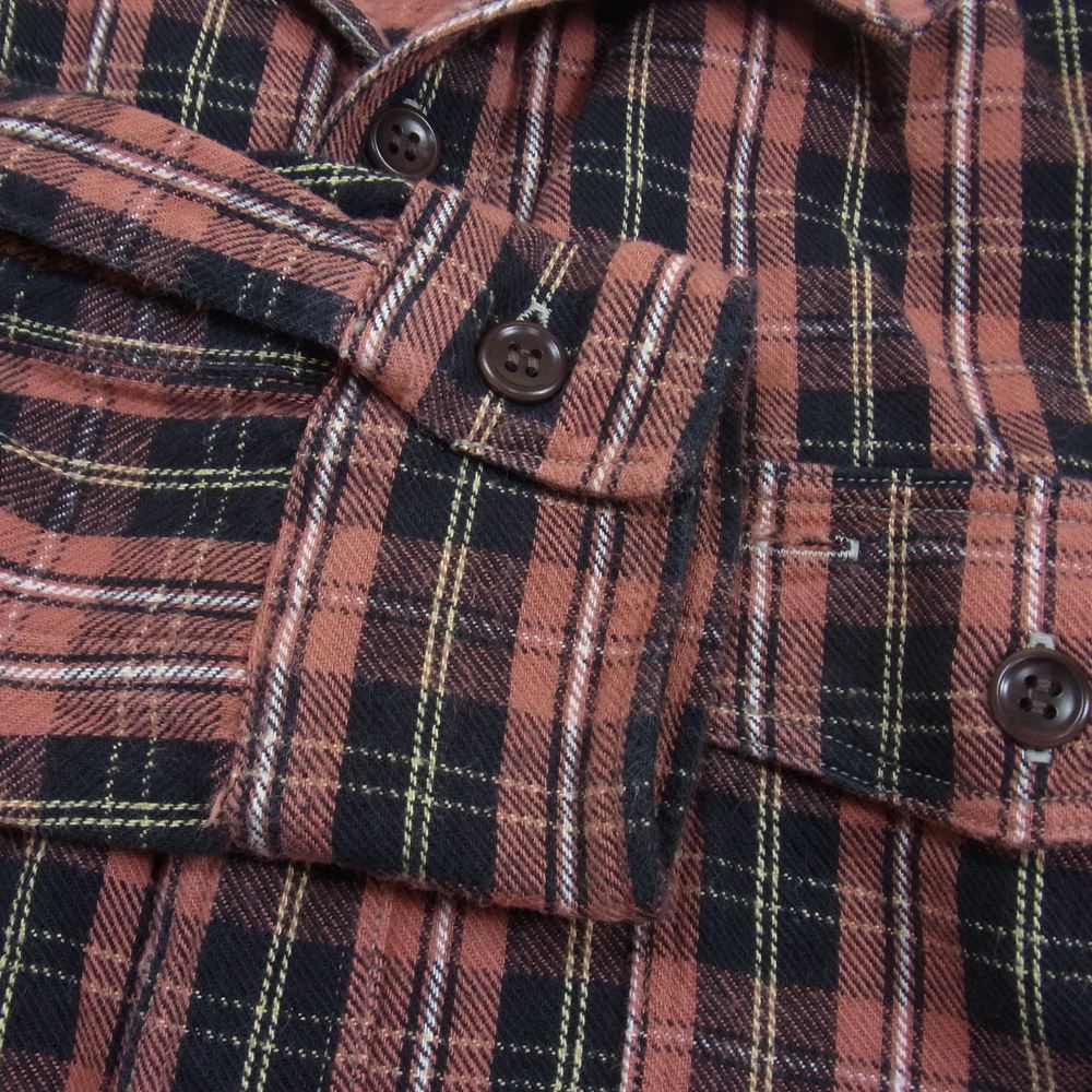 WAREHOUSE ウエアハウス DUCK DIGGER ヘビーネル チェック シャツ ピンク系 ブラウン系 38【中古】