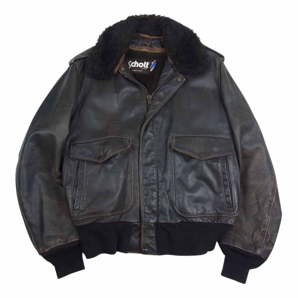 schott ショット G-1 ジャケット 茶タグ ライナー付き ブラウン系 40