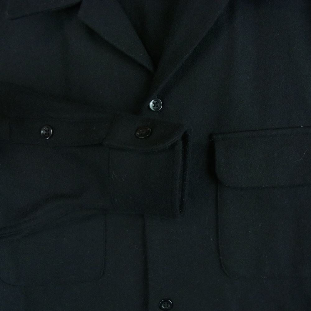 WACKO MARIA ワコマリア WOOL OPEN COLLAR SHIRT オープンカラー ウール 長袖 シャツ 日本製 ブラック系 L【中古】