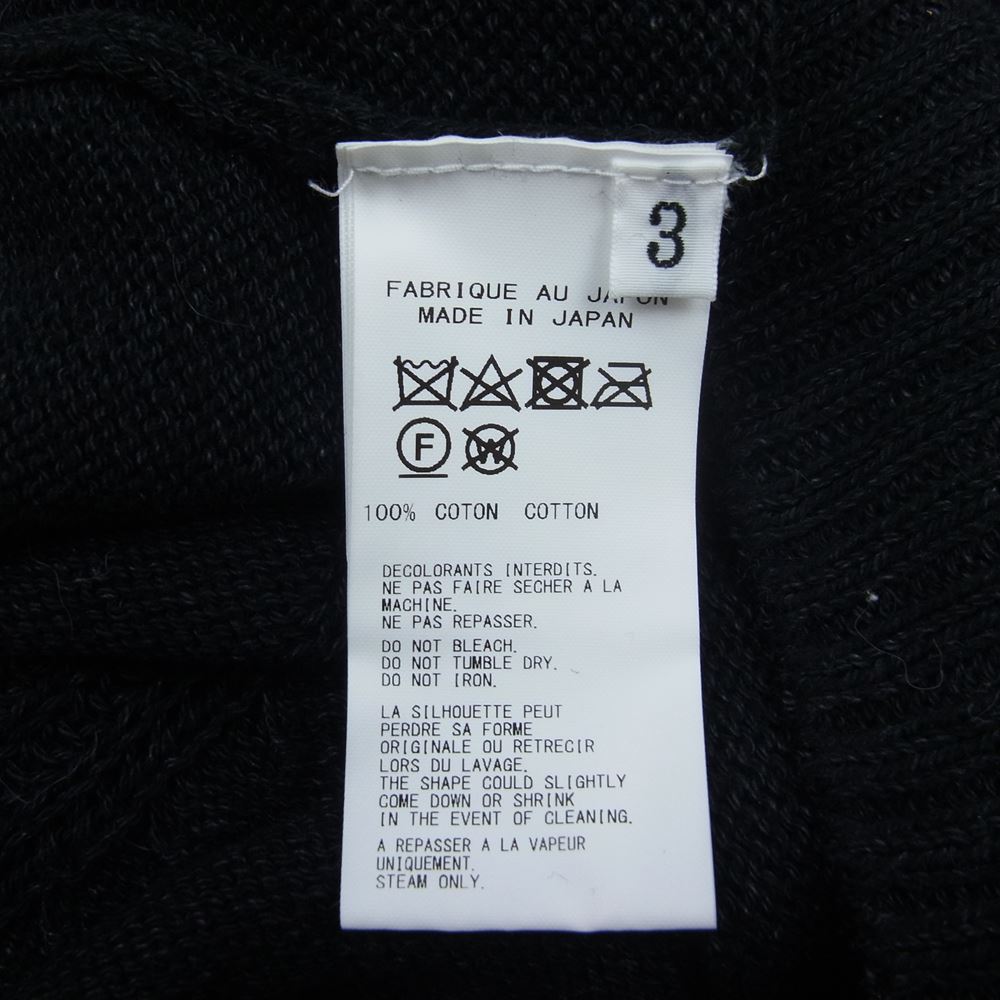 Yohji Yamamoto POUR HOMME ヨウジヤマモトプールオム 21SS HD-K09-097 ケーブル編み ヘンリーネック コットン 半袖 ニット ブラック系 3【中古】