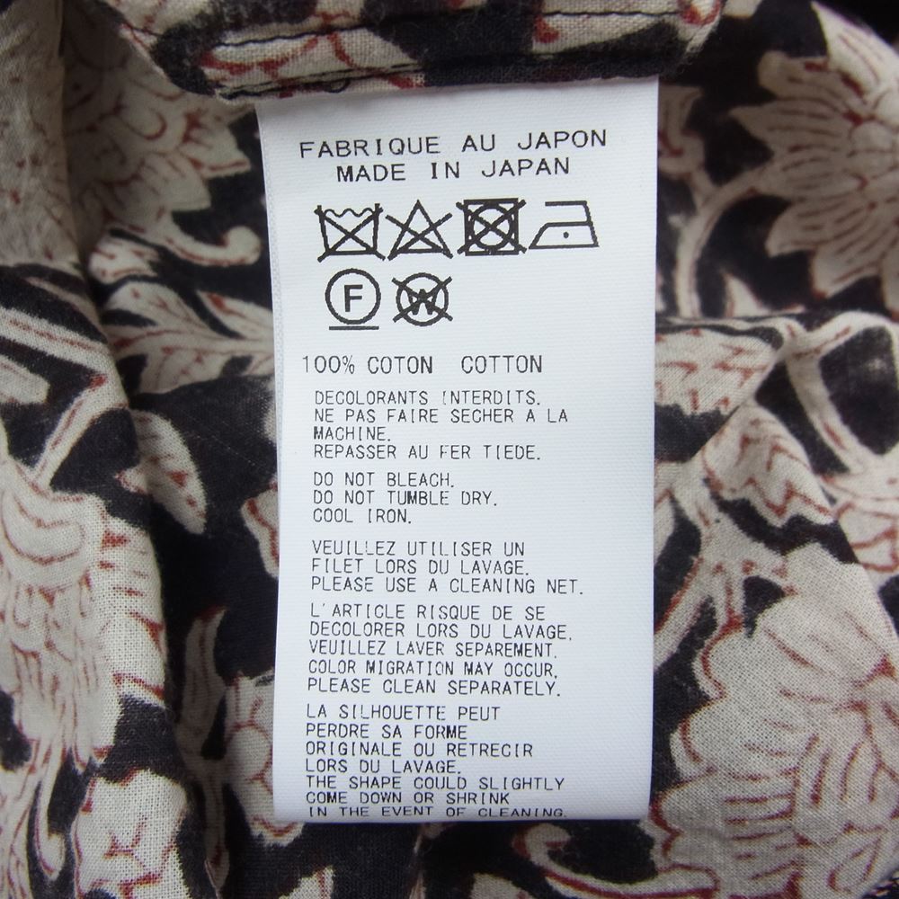 Yohji Yamamoto POUR HOMME ヨウジヤマモトプールオム 22SS HG-B67-020 M-IND 花柄 開襟 オープンカラー 半袖シャツ ブラック系 3【美品】【中古】