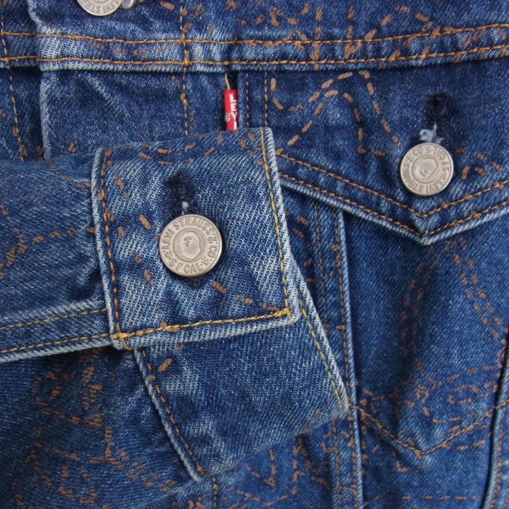 A BATHING APE アベイシングエイプ LEVIS リーバイス Type III Split Trucker Jacket CORE CAMO インディゴブルー系 S【中古】