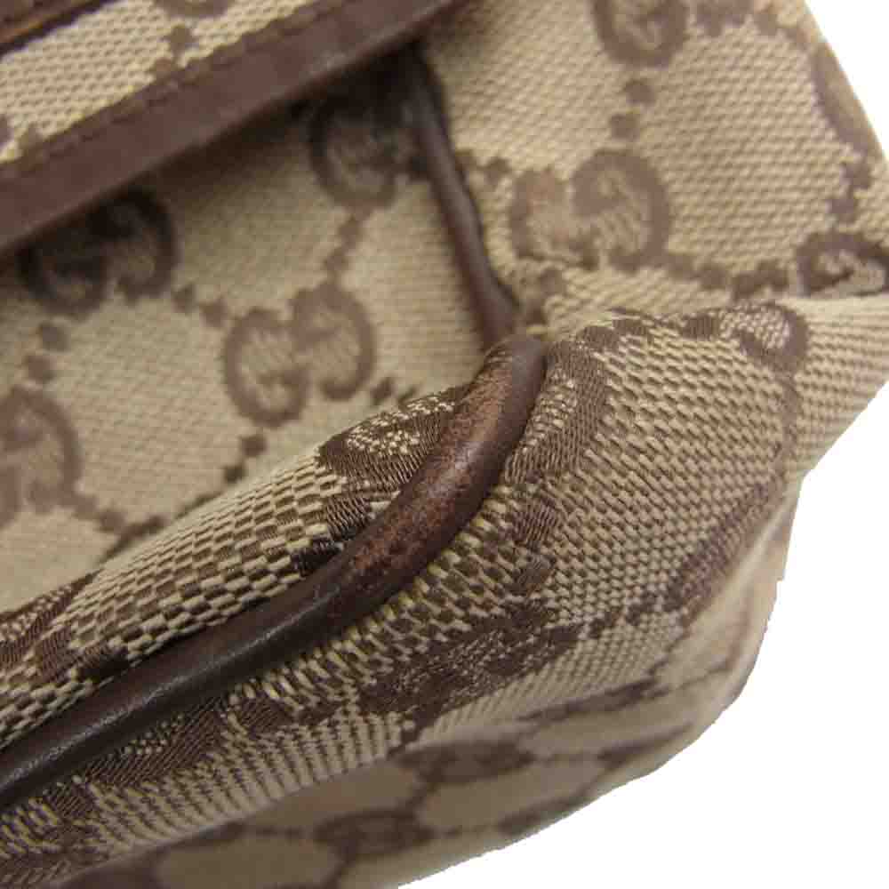 GUCCI グッチ 001553 GGキャンバス レザー フラップ ショルダー バッグ ブラウン系【中古】