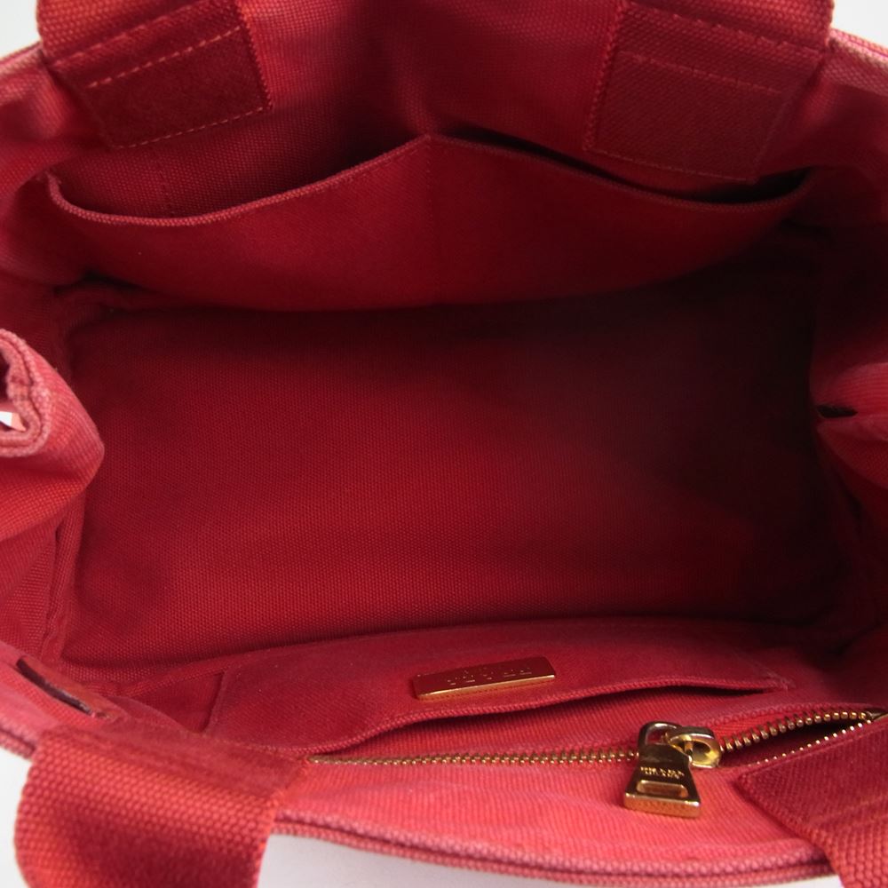 PRADA プラダ BN2439 CANAPA カナパ キャンバス ハンド バッグ レッド系【中古】