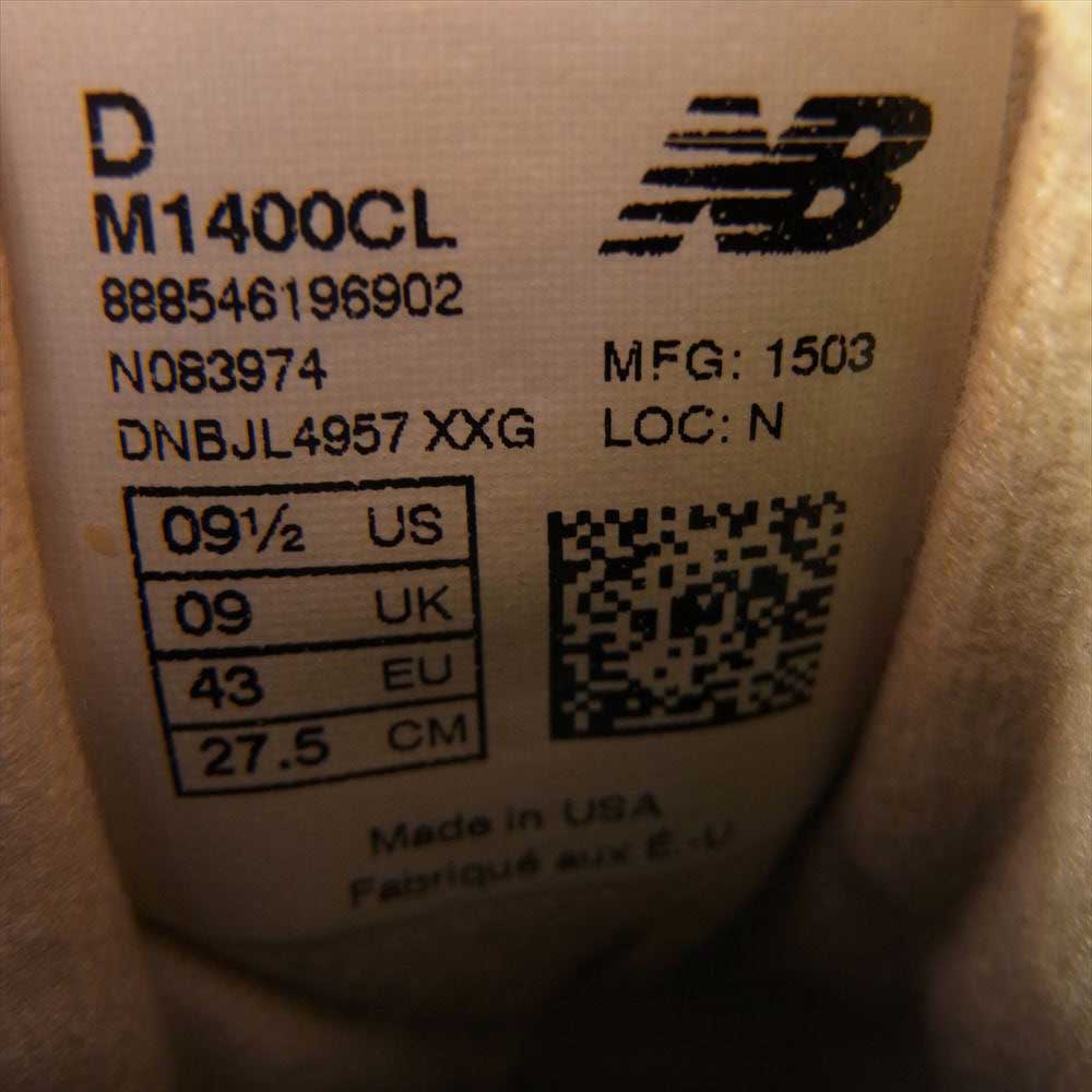 NEW BALANCE ニューバランス M1400CL USA製 スエード メッシュ ローカット スニーカー マスタードイエロー イエロー系 27.5cm【中古】
