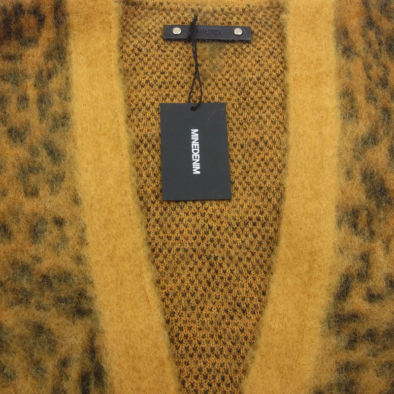 MINEDENIM マインデニム 22AW 2210-6001-27-022 Kid Mohair Leopard Knit Long  Cardigan キッド モヘア レオパード ニット カーディガン イエロー系 2【新古品】【未使用】【中古】