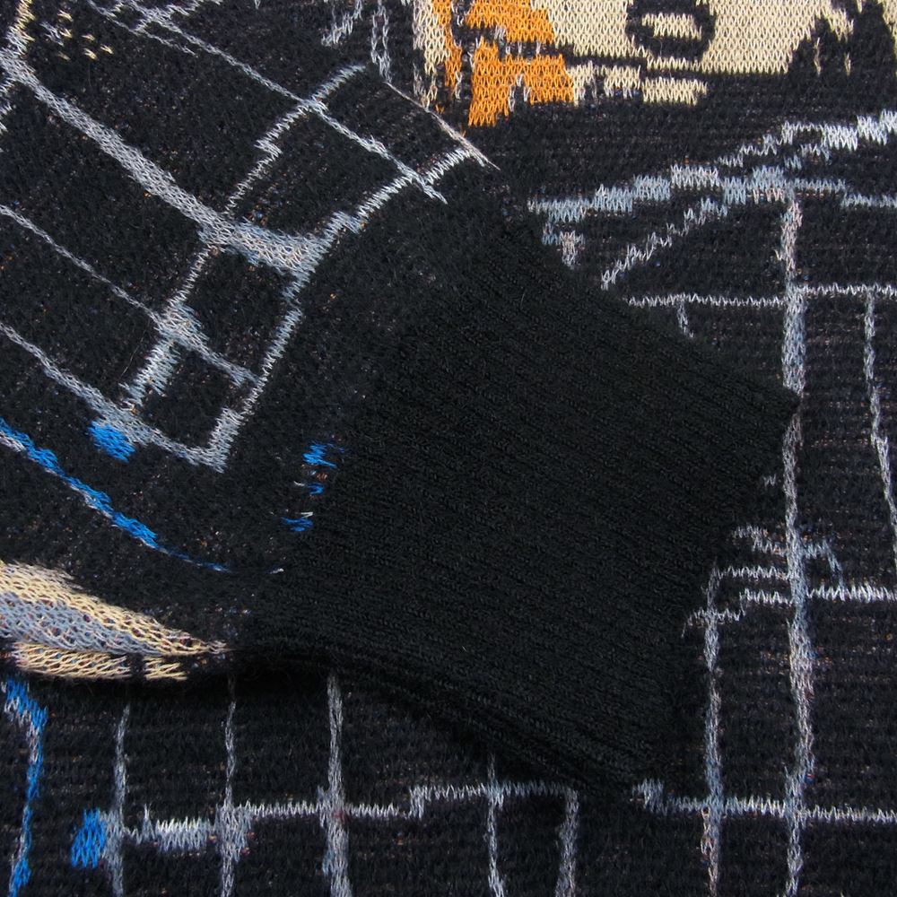 WACKO MARIA ワコマリア 22AW BASQUIAT-WM-KN01 JEAN-MICHEL BASQUIAT CREW NECK SWEATER TYPE1 バスキア クルーネック ジャガード セーター ニット ブラック系 M【新古品】【未使用】【中古】