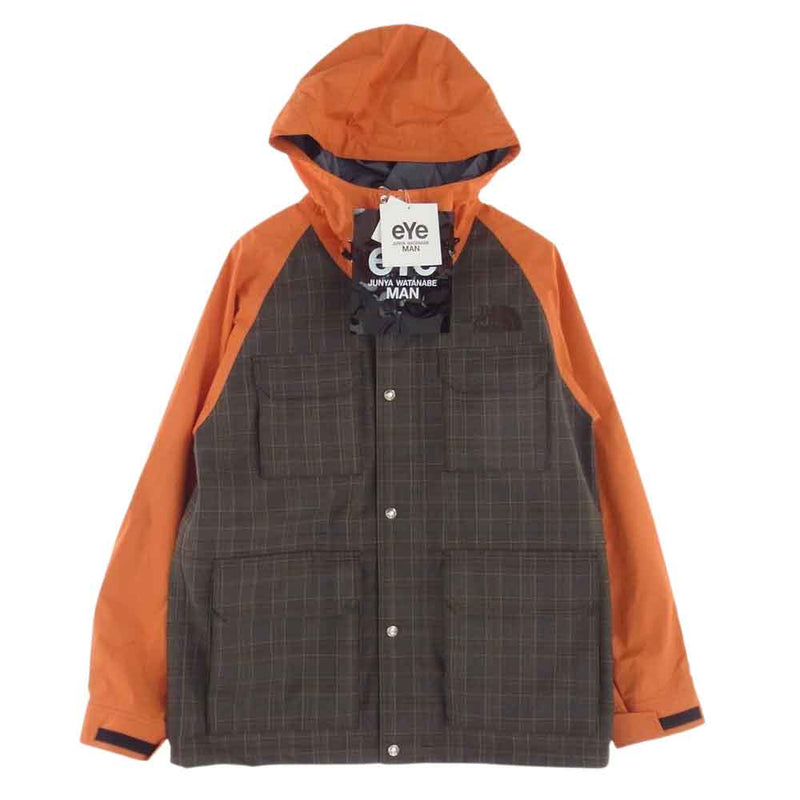 JUNYA WATANABE COMME des GARCONS ジュンヤワタナベコムデギャルソン wj-j908-100-1-3 × THE  NORTH FACE ウール エステル チェック ナイロン オックス ジャケット ブラウン系 オレンジ系 M【新古品】【未使用】【中古】