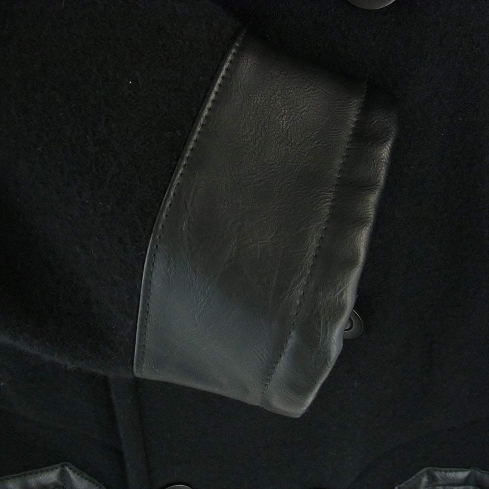 MAISON MARGIELA メゾンマルジェラ ①⑩ライン 22AW S50AM0564 レザー切替 ショールカラー ダブル コート ブラック系 48【美品】【中古】
