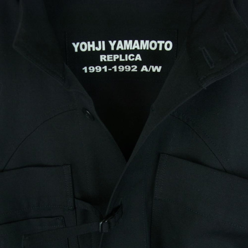 Yohji Yamamoto POUR HOMME ヨウジヤマモトプールオム 1991 REPLICA 16SS H0-B55-104 91AW  レプリカ ウール スタンドカラー チャイナ シャツ ブラック系 2【中古】