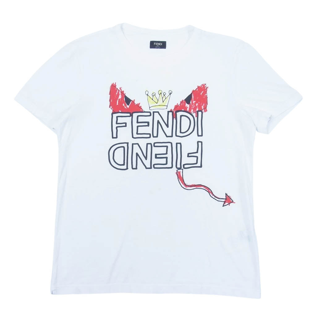 FENDI モンスター Tシャツ XL ホワイト値下げしました！ FENDI フェンディ モンスター プリント Tシャツ ホワイト系 L【中古